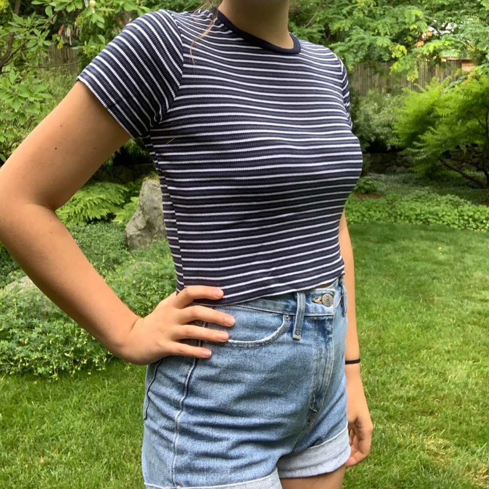BRANDY MELVILLE Striped Cropped T-Shirt